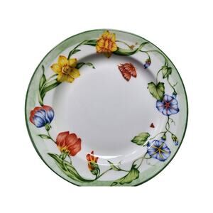 COVENTRY Blue Yellow Red Floral Porcelain 8" Luncheon Salad Plates Set of 7